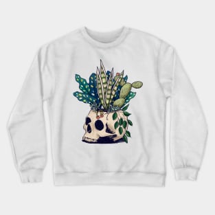 Plants Growing from a Skull Crewneck Sweatshirt